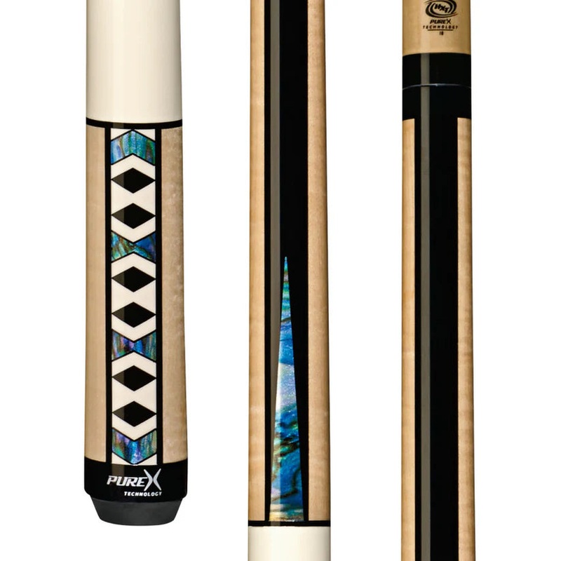 Pure X HXTE9 Natural Birdseye Maple Pool Cue w/ Abalone Details