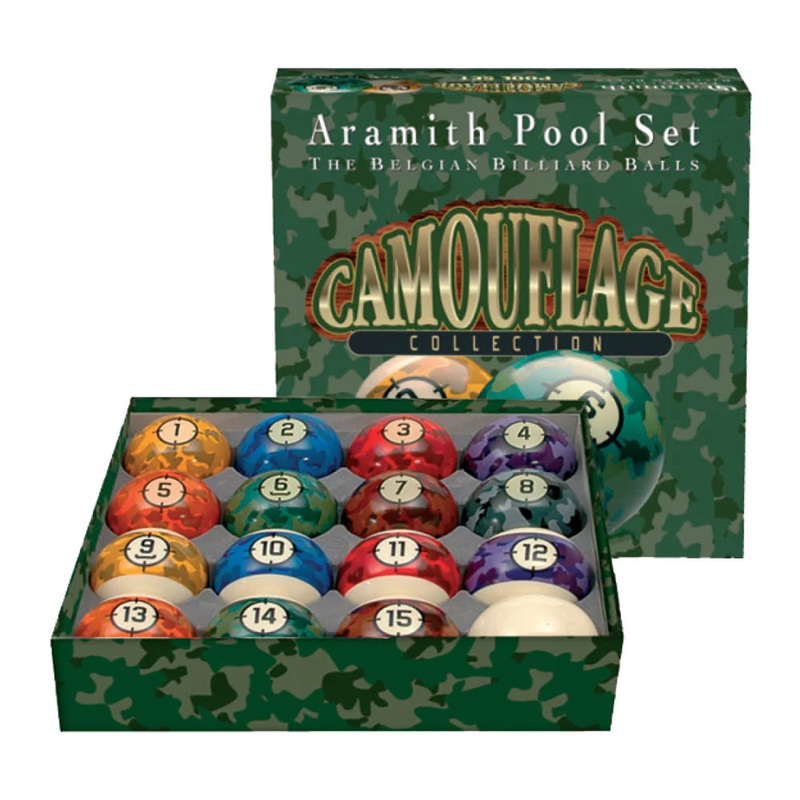 Aramith Camouflage Collection Pool Cue Ball Set by Cue & Case