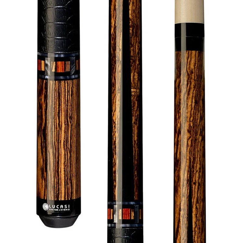 Lucasi Custom Exotic Bocote Pool Cue w/ Black Leather Wrap by Cue & Case