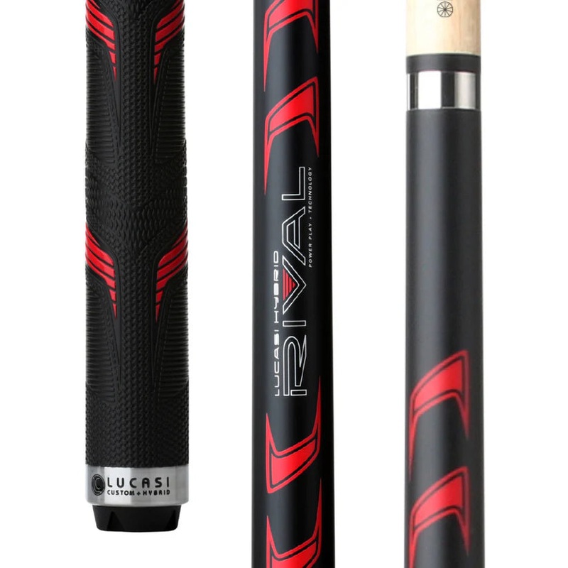 Lucasi LHRV23 Hybrid Rival Pool Cue in Matte Black & Metallic Red with G5 Grip by Cue & Case