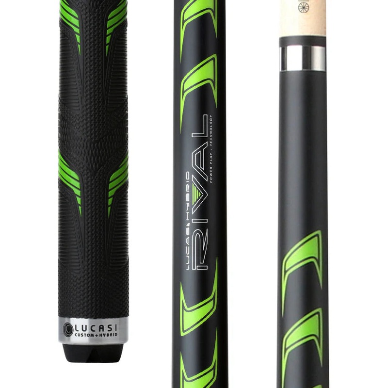 Lucasi LHRV24 Hybrid Rival Pool Cue in Matte Black & Metallic Green with G5 Grip by Cue & Case