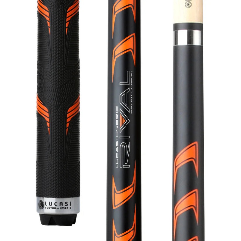 Lucasi LHRV25 Hybrid Rival Pool Cue in Matte Black & Metallic Orange with G5 Grip by Cue & Case