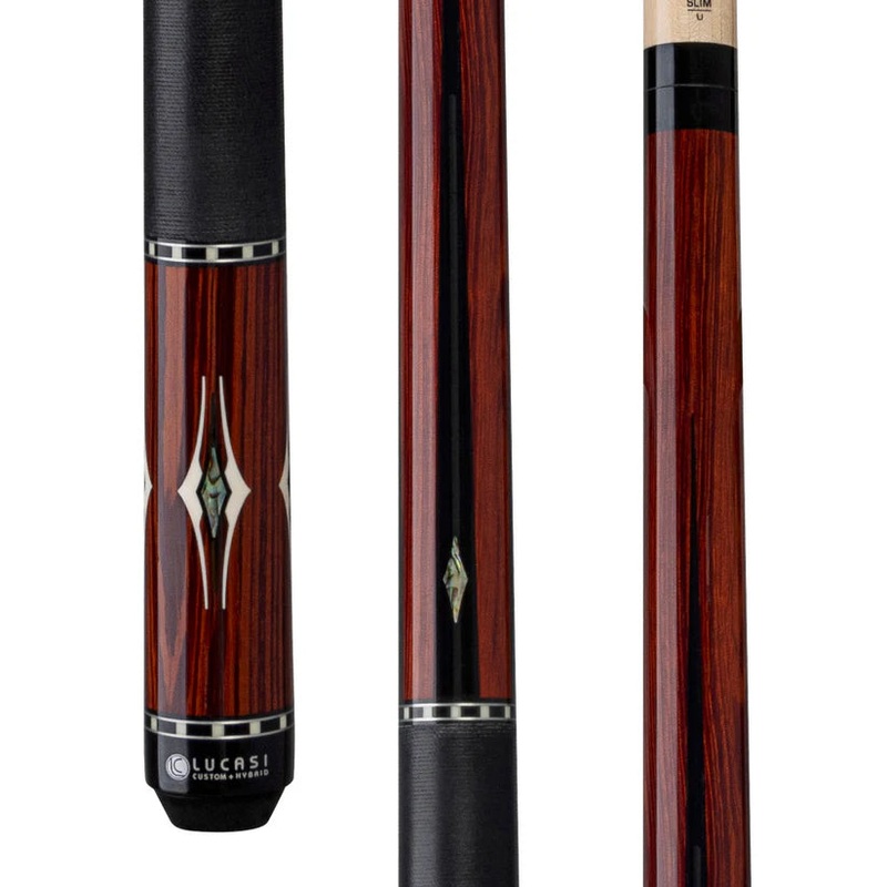 Lucasi LUX62 Pool Cue  Exotic Rengas with Mother-of-Pearl Inlays by Cue & Case