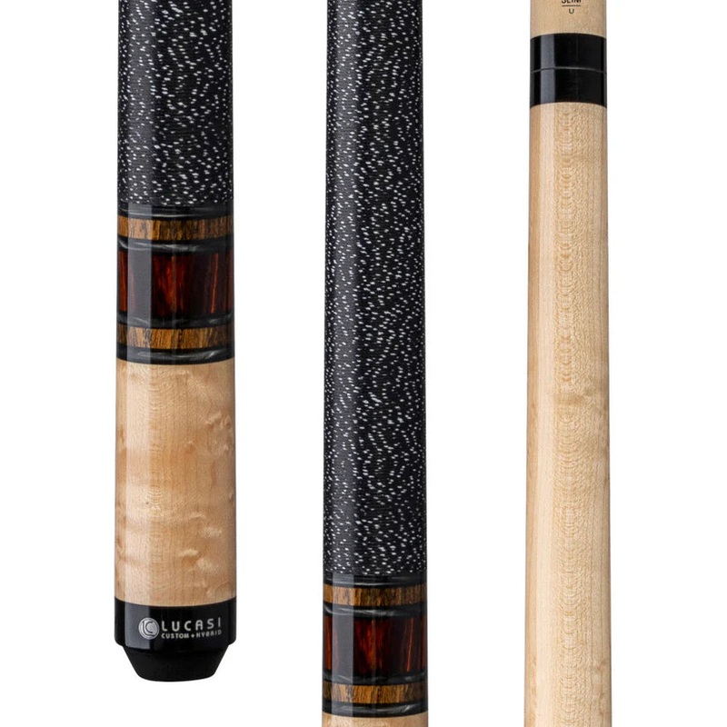 Lucasi LUX65 Pool Cue  Natural Birdseye Maple with Bocote and Cocobolo Rings by Cue & Case