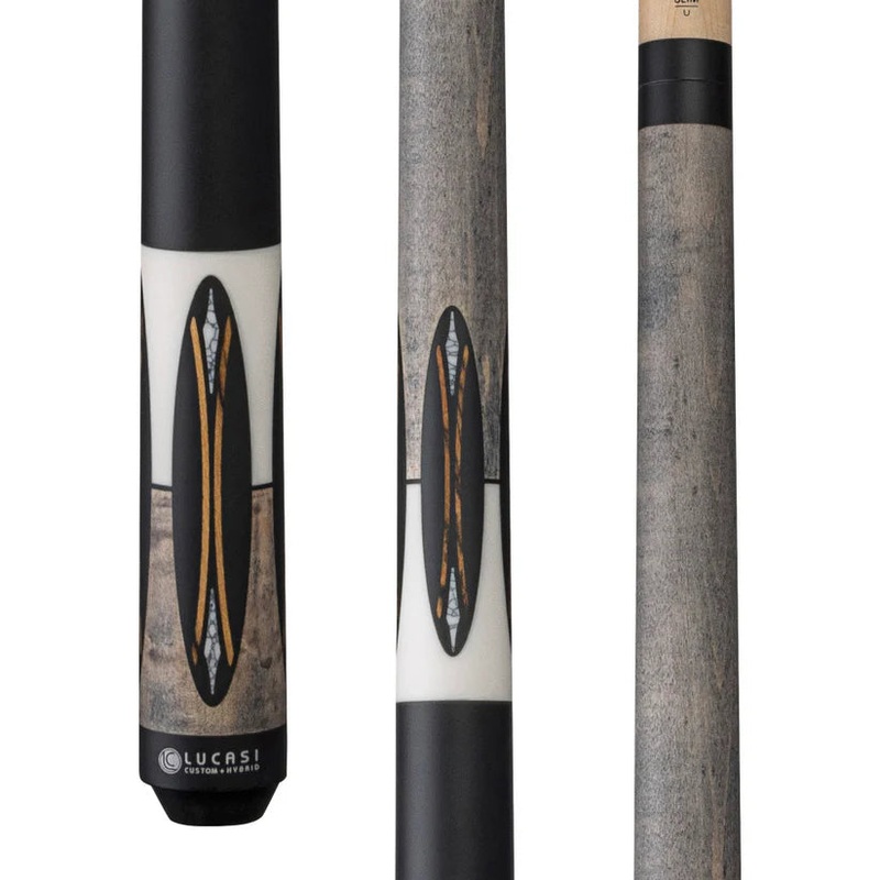 Lucasi LUX66 Pool Cue  Grey Wash Birdseye Maple with White and Bocote Inlays by Cue & Case