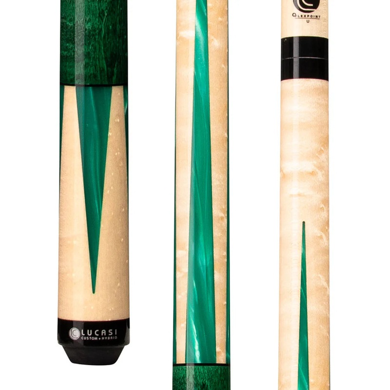 Lucasi LZC18 Custom Emerald Stained Pool Cue w/ Natural Birdseye Maple by Cue & Case