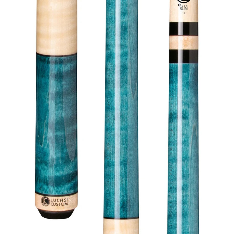Lucasi LZC3 Custom Teal Stained Pool Cue w/ Natural Birdseye Maple Handle by Cue & Case
