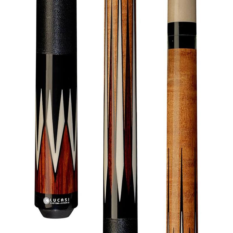 Lucasi LZC37 Custom Antique Birdseye Maple Pool Cue w/ Cocobolo and Black Linen Wrap by Cue & Case