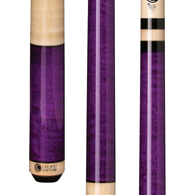 Lucasi LZC6 Custom Purple Stained Pool Cue w/ Natural Birdseye Maple Handle by Cue & Case