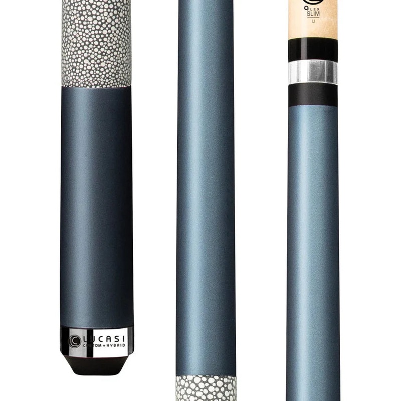 Lucasi LZC8 Custom Matte Metallic Cobalt Blue Pool Cue w/ Shagreen Leather Wrap by Cue & Case