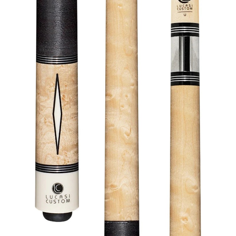 Lucasi LZD2 Custom Natural Diamond Series Pool Cue with Black and White Linen Wrap by Cue & Case