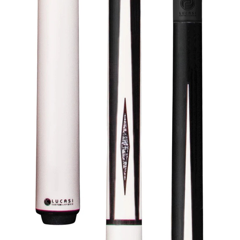 Lucasi Pinnacle Matte White/Black Pool Cue with Carbon Fiber Shaft by Cue & Case