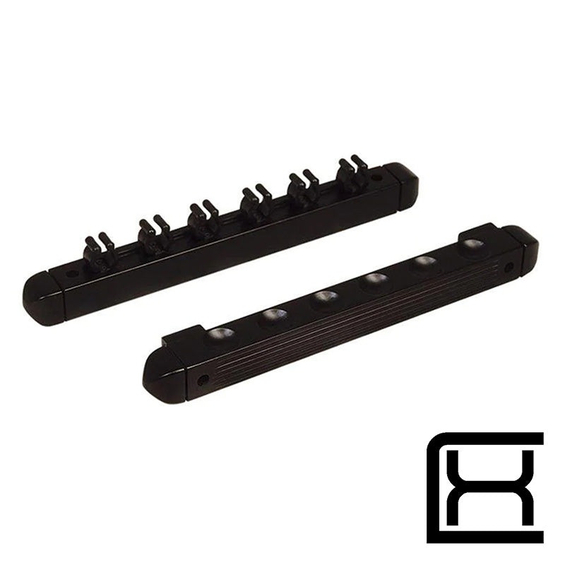 Black Wooden Cue Rack – 6 Clip