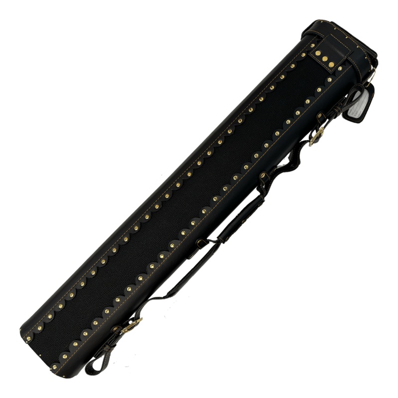 2-Piece Black & Gold Vinyl Heavy Duty Tube Cue Case