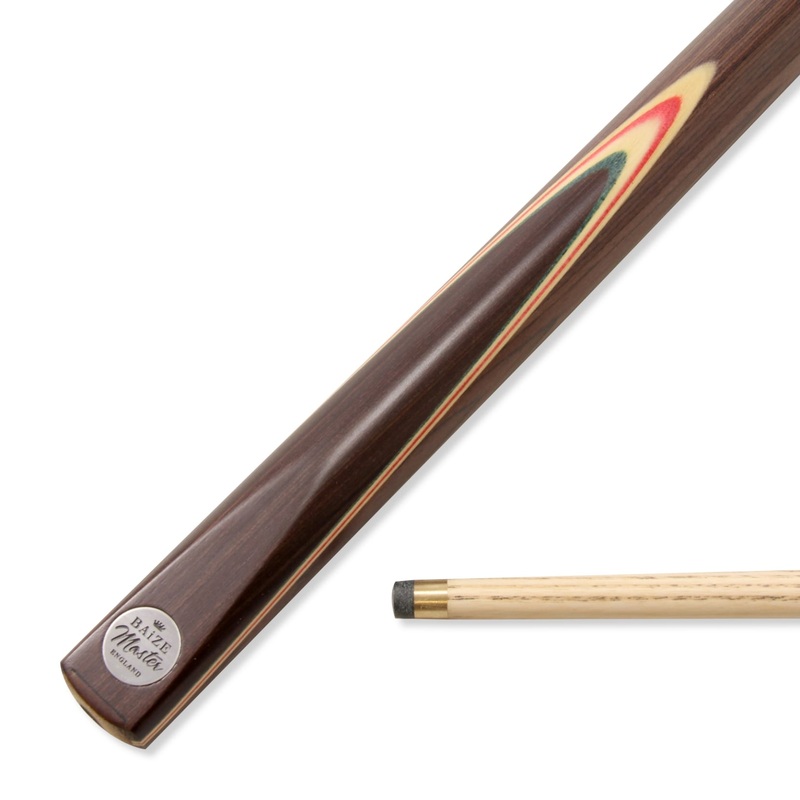 Baize Master ELITE Red Veneer Double Jointed 3pc Snooker Pool Cue with Extension Joint – 9.5mm Tip