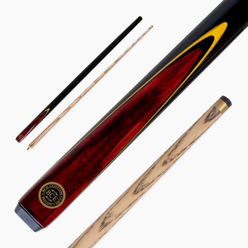 BCE Red Birds Eye Two Piece Ash Snooker Pool Cue – 9.5mm Tip