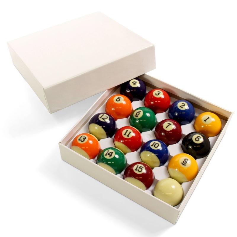 2 1/4 Inch (57mm) Premium Economy Spots & Stripes American Pool Balls – With Storage Box
