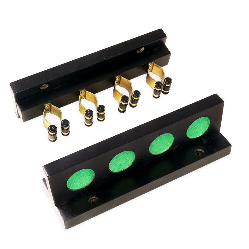 Funky Chalk 4 Way STRAIGHT Wall Mounted Snooker Pool Cue Rack with Brass Clips – Holds 4 Cues