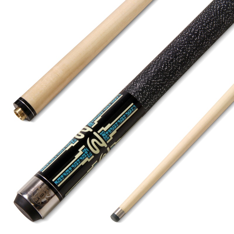 Jonny 8 Ball 2pc MOSAIC AMERICANO Maple Shaft RISS Pool Snooker Cue – 9.5mm Tip