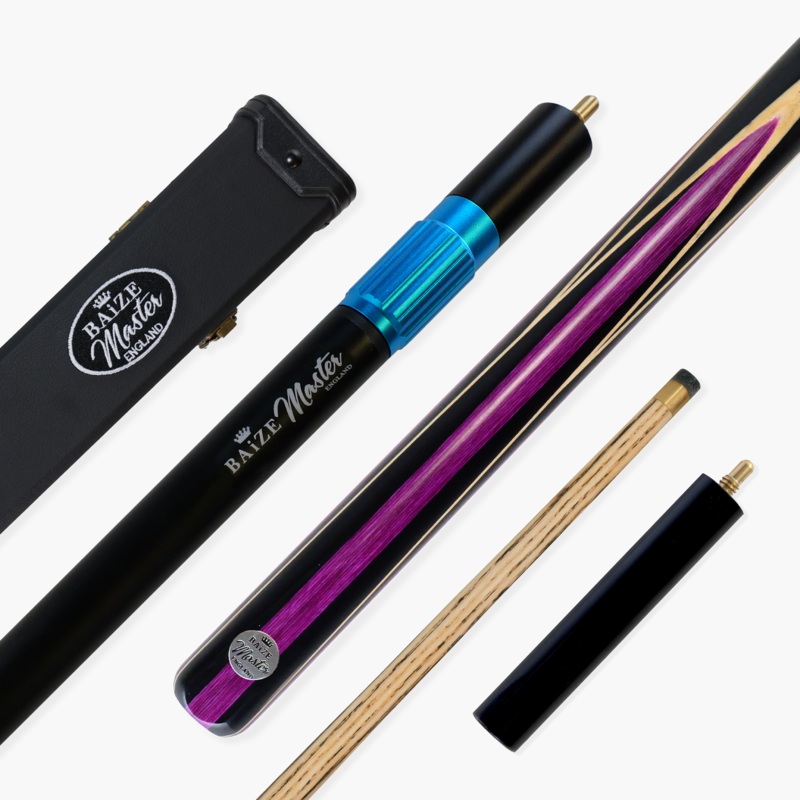 Baize Master PURPLE JESTER 3/4 57 Inch Ash Snooker Pool Cue and Case Set 9.5mm Tip – With 3/4 Black Interior Case and Long Telescopic Extension
