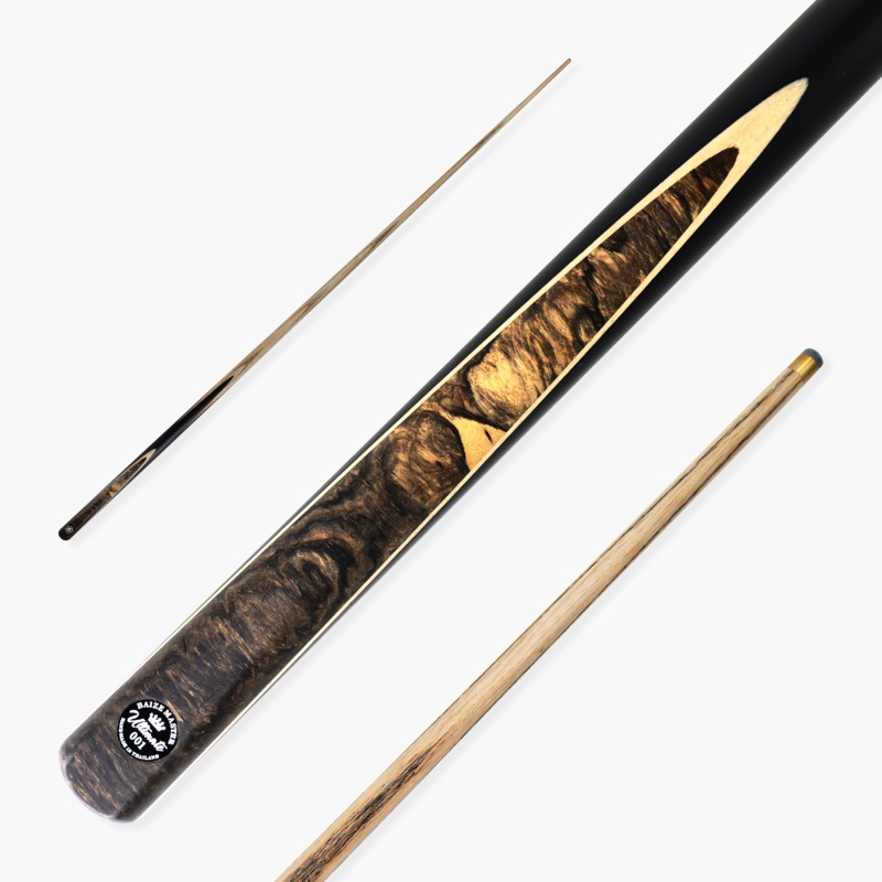 Baize Master Ultimate #001 55 Inch One Piece Hand Spliced Ebony Butt English Pool Cue with Hand-Fitted Asia Cues Pro 8.3mm Tip  Handmade in Thailand by Asia Cues