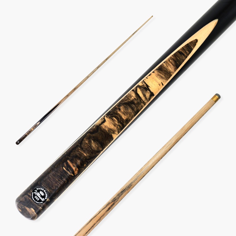 Baize Master Ultimate #005 57 Inch One Piece Hand Spliced Ebony Butt English Pool Cue with Hand-Fitted Asia Cues Pro 8.3mm Tip  Handmade in Thailand by Asia Cues