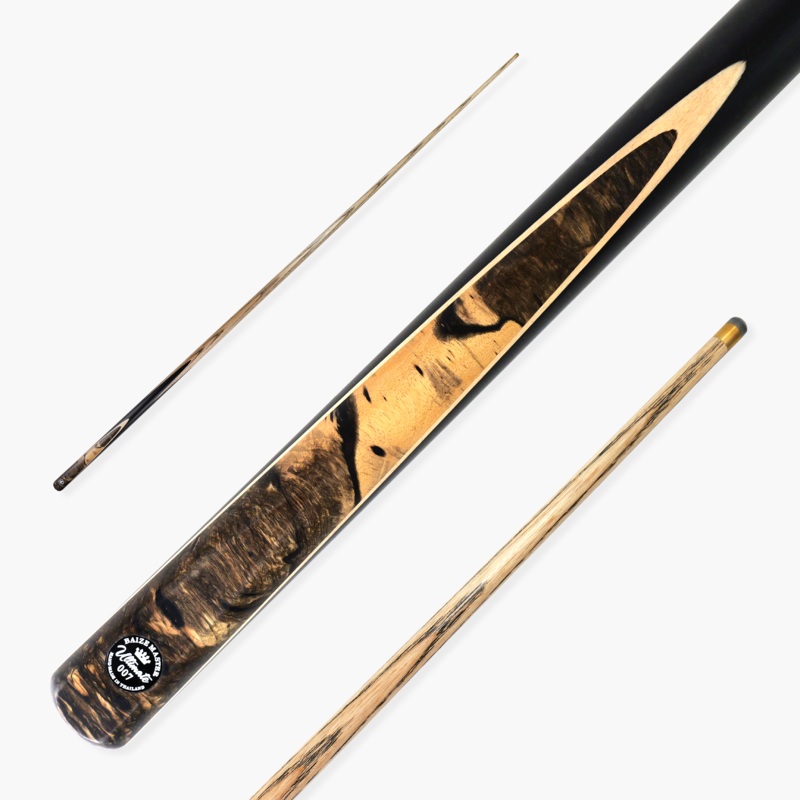 Baize Master Ultimate #007 59 Inch One Piece Hand Spliced Ebony Butt English Pool Cue with Hand-Fitted Asia Cues Pro 8.3mm Tip  Handmade in Thailand by Asia Cues