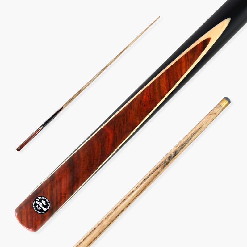 Baize Master Ultimate #008 57 Inch One Piece Hand Spliced Ebony Butt English Pool Cue with Hand-Fitted Asia Cues Pro 8.3mm Tip  Handmade in Thailand by Asia Cues