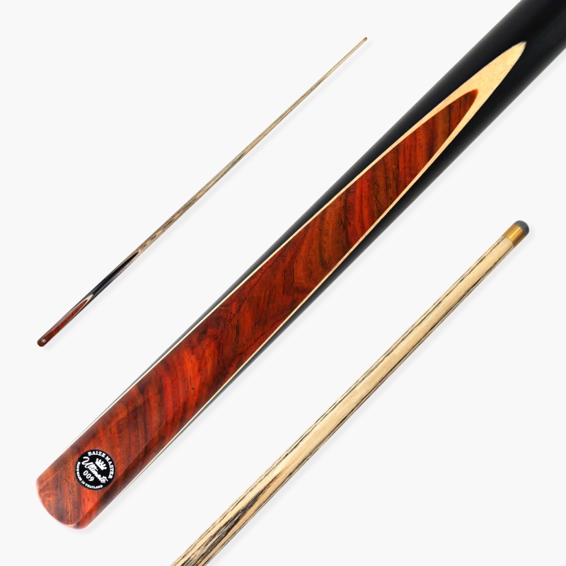 Baize Master Ultimate #009 57 Inch One Piece Hand Spliced Ebony Butt English Pool Cue with Hand-Fitted Asia Cues Pro 8.7mm Tip  Handmade in Thailand by Asia Cues