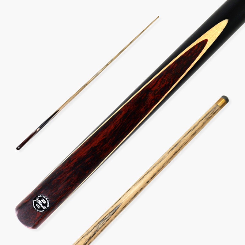 Baize Master Ultimate #010 57 Inch One Piece Hand Spliced Ebony Butt English Pool Cue with Hand-Fitted Asia Cues Pro 8.3mm Tip  Handmade in Thailand by Asia Cues