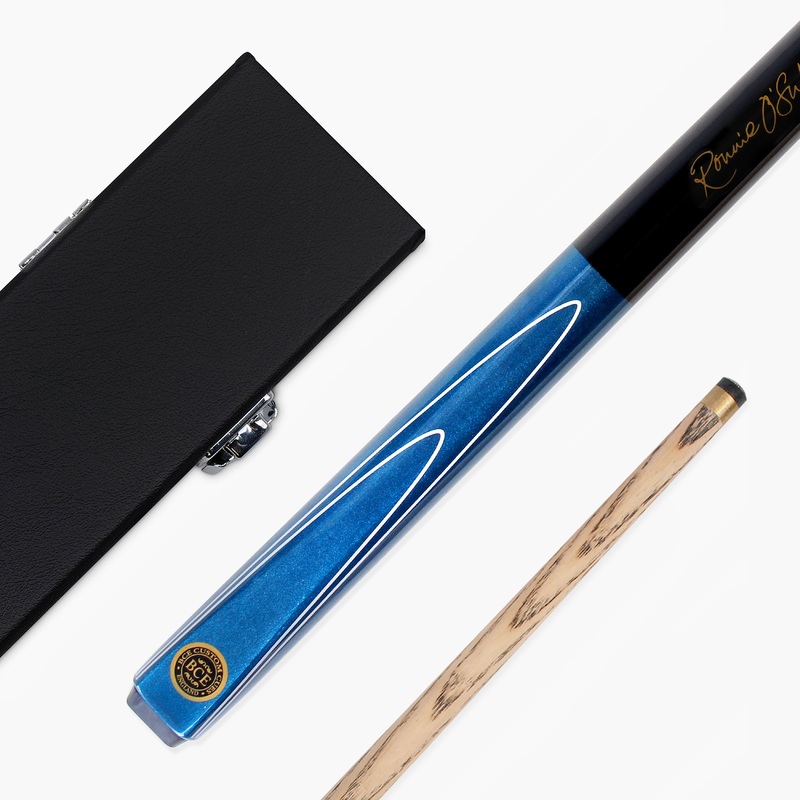 BCE BLUE MERLIN 2pc Ash Pool Snooker Cue & BLACK REINFORCED CASE – 9.5mm Tip