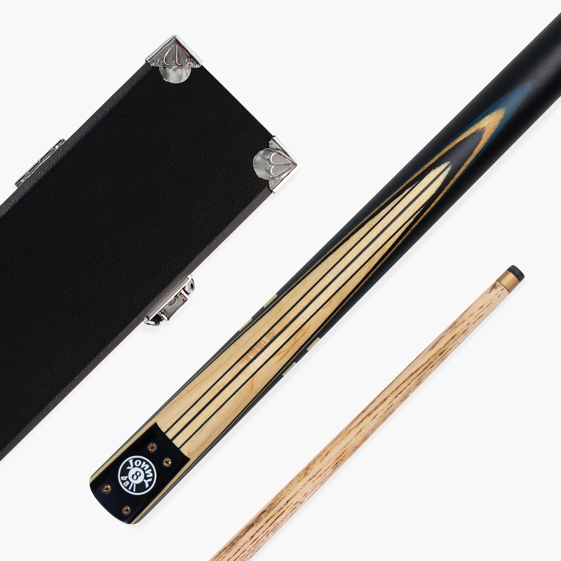 Jonny 8 Ball 57 Inch 3 Piece Length Adjustable Cue 9mm Tip – Shorten to 44 Inch + Black Reinforced Hard Case