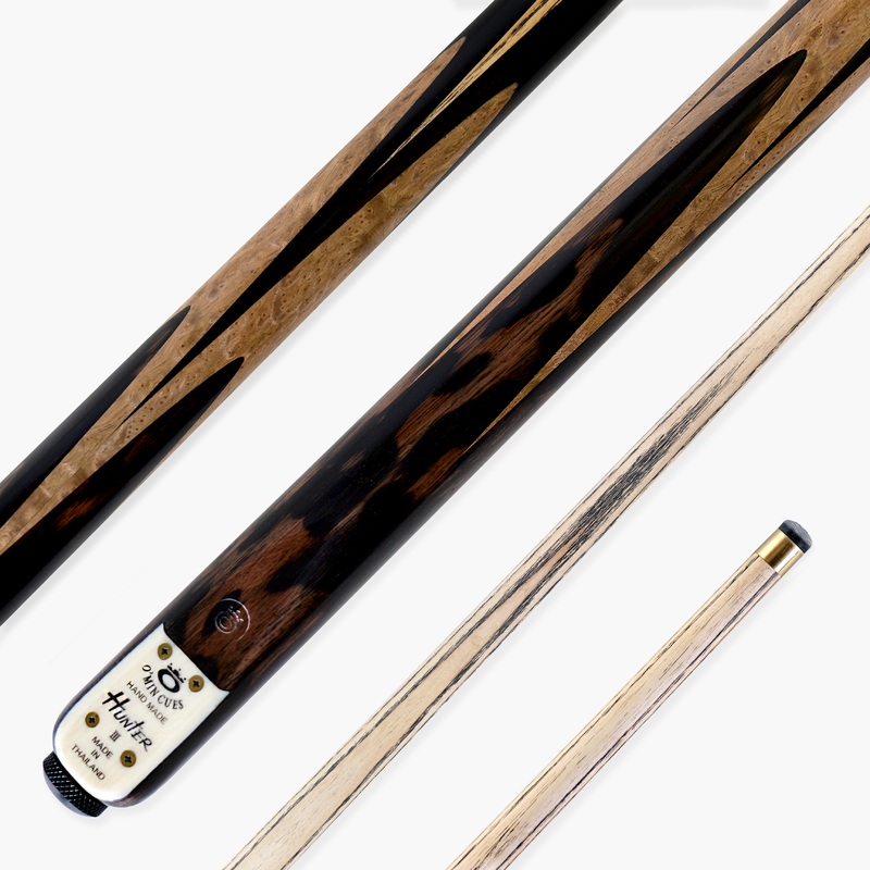 OMIN Hunter III One Piece Hand Spliced 57 Inch Ultra Luxury Professional English Pool Cue with Hand-Fitted Omin Cues Pro 8.3mm Tip  Handmade in Thailand by OMIN Cues