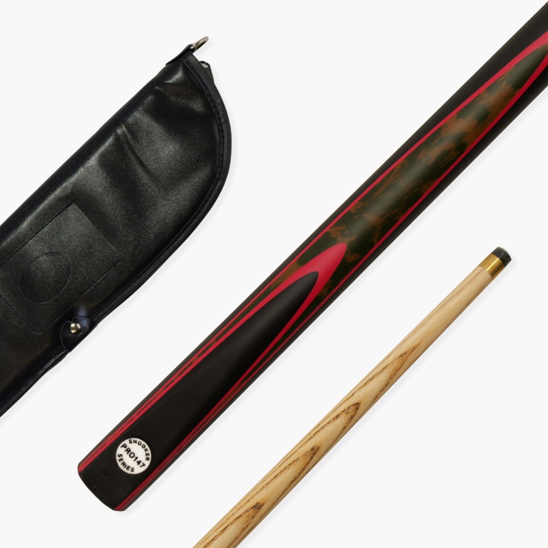 PRO147 48 Inch 2 Piece Red Burl Junior Kids Snooker Pool Cue and Case Set 10mm Tip