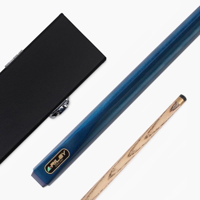 Riley METALLIC BLUE 57 Inch 2 Piece Snooker Pool Cue & Plain Black HARD CASE 9.5mm Tip