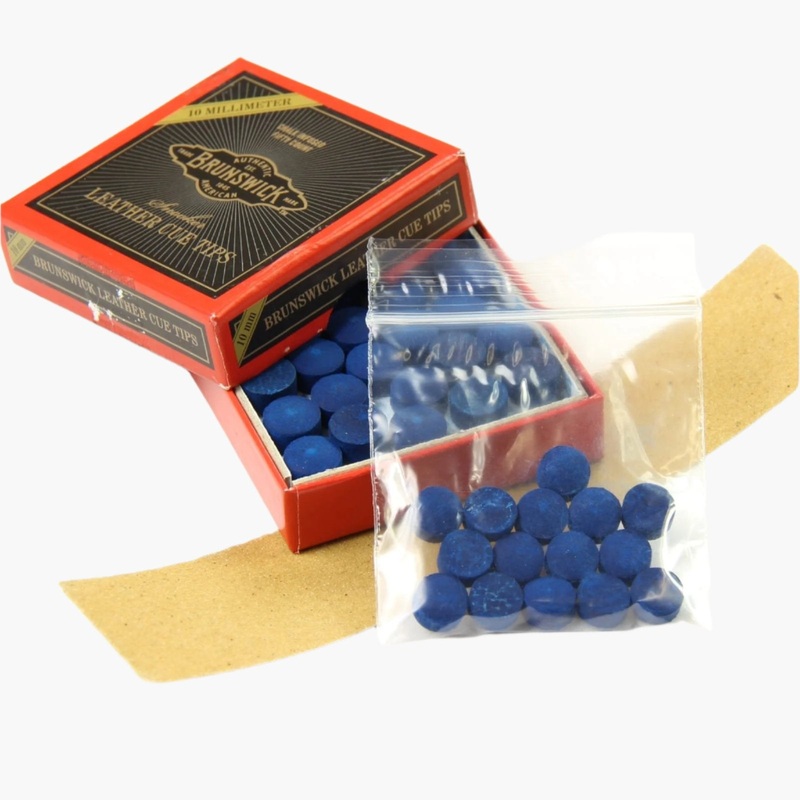 15 X 10mm Leather Blue Diamond Snooker Pool Cue Tips – Free Sandpaper