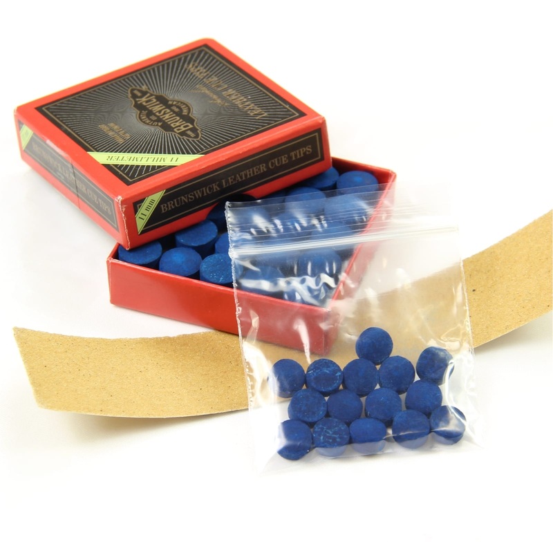 15 X 11mm Leather Blue Diamond Snooker Pool Cue Tips – Free Sandpaper
