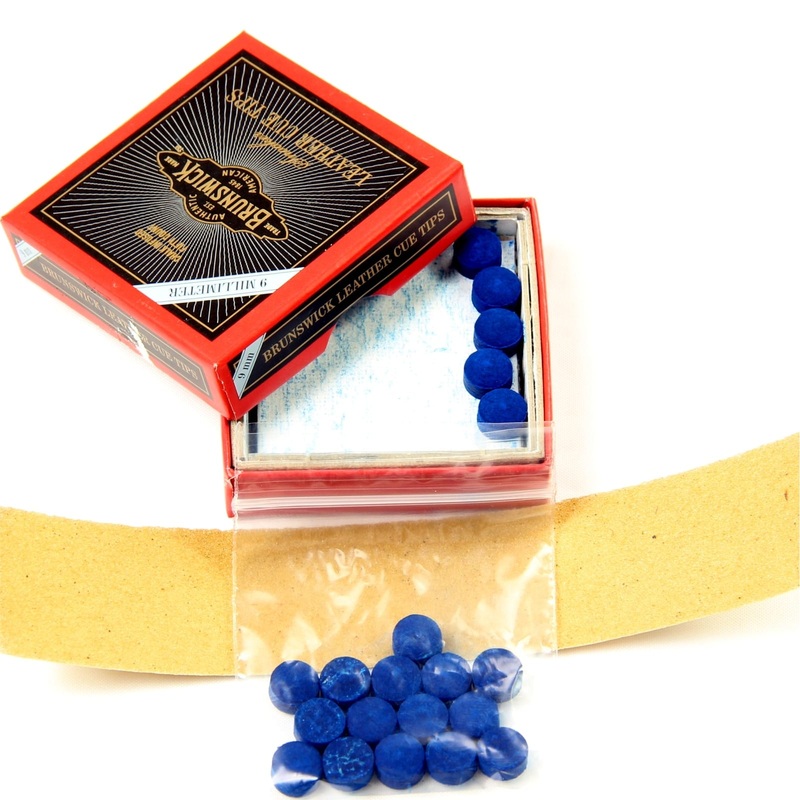 15 X 9mm Leather Blue Diamond Snooker Pool Cue Tips – Free Sandpaper