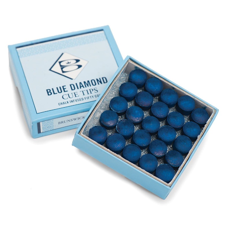 25 X 9mm Leather Blue Diamond Snooker Pool Cue Tips – Free Sandpaper