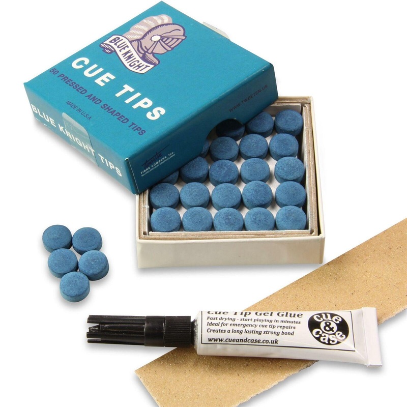 5 X 10mm Tweeten BLUE KNIGHT Leather Snooker Pool Cue Tips – FREE Sandpaper