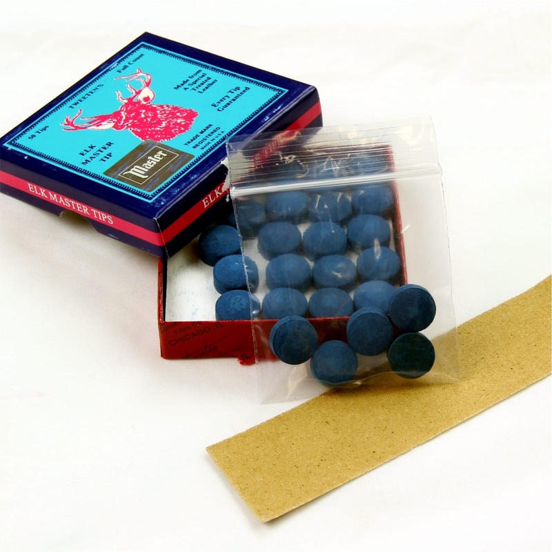 5 X 13mm Tweeten ELKMASTER Leather Snooker Pool Cue Tips – FREE Sandpaper