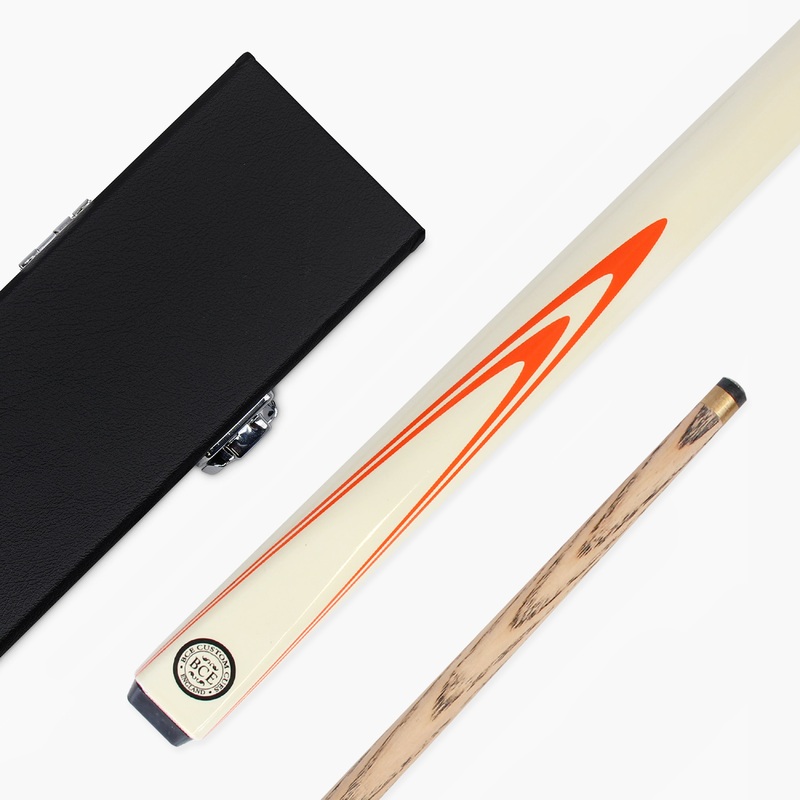 BCE Ronnie O’Sullivan Orange Flare 57 Inch 2 Piece Centre Joint Snooker Pool Cue and Case Set 9.5mm Tip with Classic Attache Case