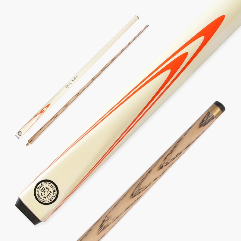BCE Ronnie O’Sullivan ORANGE FLARE Cream Butt 2pc Ash Pool Snooker Cue 9.5mm Tip