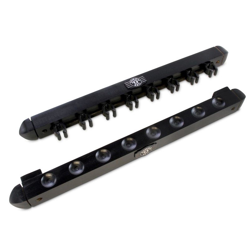 Jonny 8 Ball 2pc BLACK Colour 8 Way Plastic Clip Wall Mounted Snooker and Pool Cue Rack – holds 8 Cues