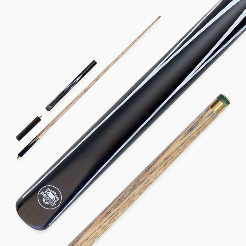 PRO147 Black & White STRIKER 57 Inch 3/4 Snooker Pool Cue with 9.5mm Tip – Mini Butt Included