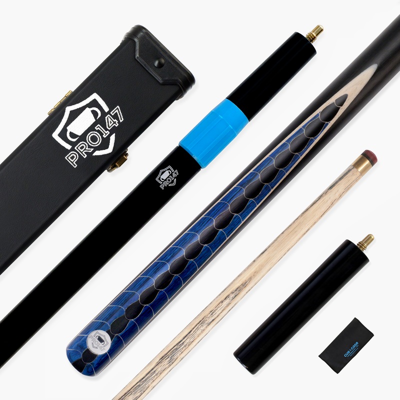 PRO147 Dragon Scale 57 Inch  Joint Premium Ash Snooker and Pool Cue and Case Set with 9.5mm Professional Layered Tip