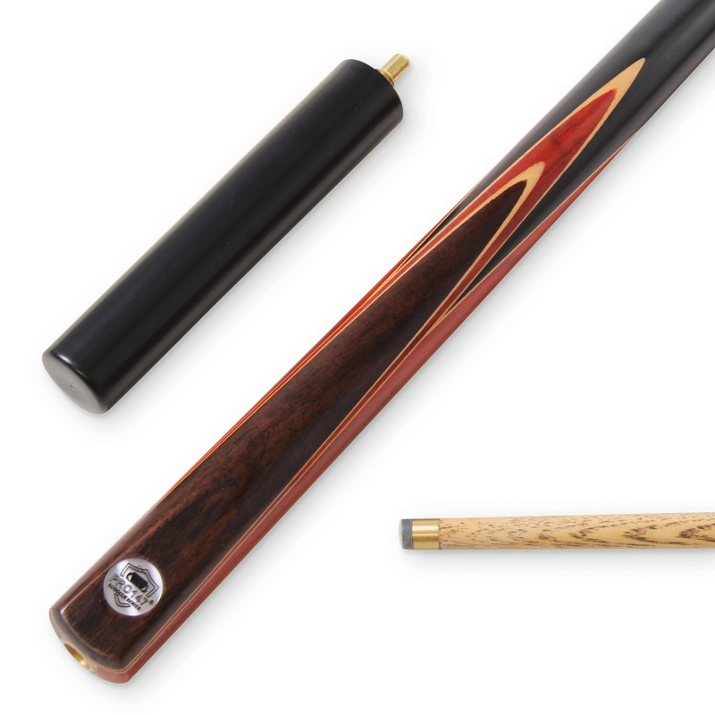 PRO147 RED DEVIL 2pc Centre Joint Matching Ash Snooker Cue with Genuine Multi Spliced Butt, 9.5mm Leather Tip and Quick Release Mini Butt Extension