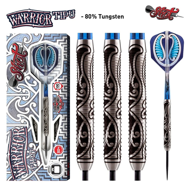 WARRIOR TIPU STEEL TIP DART SET – 80% TUNGSTEN