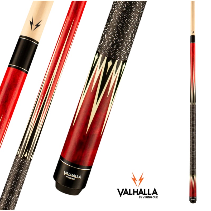 VIKING VALHALLA VA303 POOL CUE BLACK AND RED LINEN WRAP 13MM 19OZ