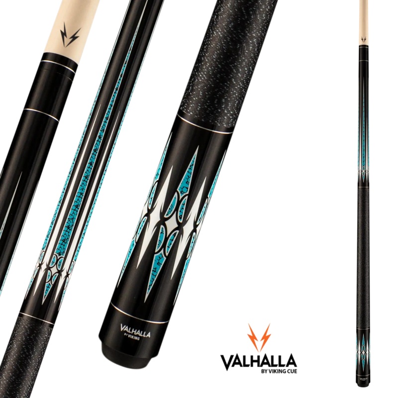 VIKING VALHALLA VA465 POOL CUE BLACK AND BLUE LINEN WRAP 13MM 19OZ